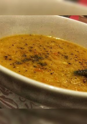 A picture of Carrot lentil soup.