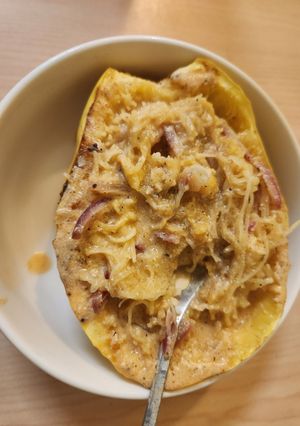 A picture of Spaghetti Squash with Tofu Rosé.