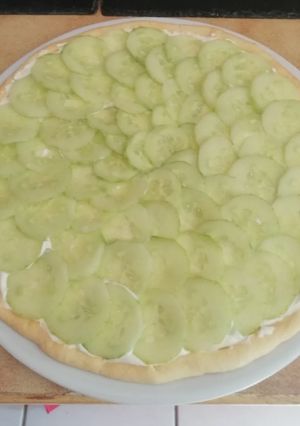 Une photo de Tarte fromage frais concombre