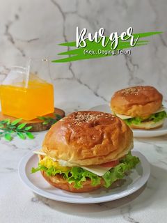 Foto resep Burger (Keju, Daging, Telur)