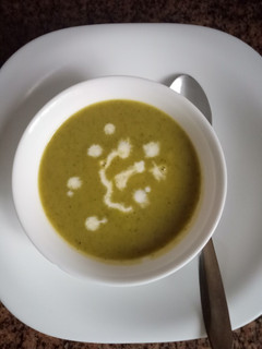 A picture of Creamedpumpkin,carrot and spinach soup #authormarathoni,#4weekly.