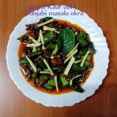 A picture of Punjabi masala okra sabzi🧅🍅🌶️🥭.