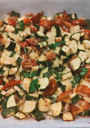 Une photo de Gratin courgettes et tomates cerises