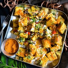 A picture of Moringa Khandvi Bites.