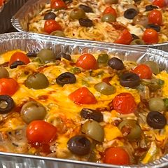 Chicken spaghetti casserole A picture of Chicken spaghetti casserole.