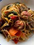 Oven Roasted Veg Pasta w/t Veg-Pork oat ball🥕🌶️🍝(พาสต้าผักย่างลูกชิ้นหมูโอ้ต)🍝🍆🫑🫚🧄