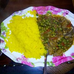 Rice& beef peas stew A picture of Rice& beef peas stew.