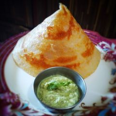 A picture of Masoor dal or Red lentil dosa.