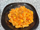 Guiso de Fideos tirabuzón Vegano