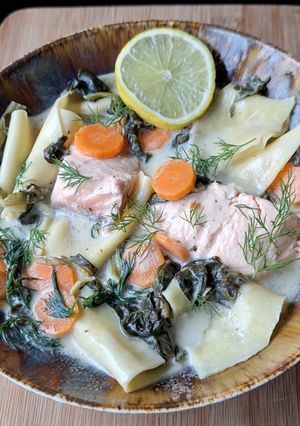 Une photo de Ragoût de lasagnes au saumon