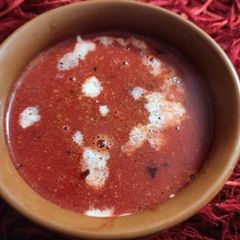 A picture of Tomato carrot beetroot soup.