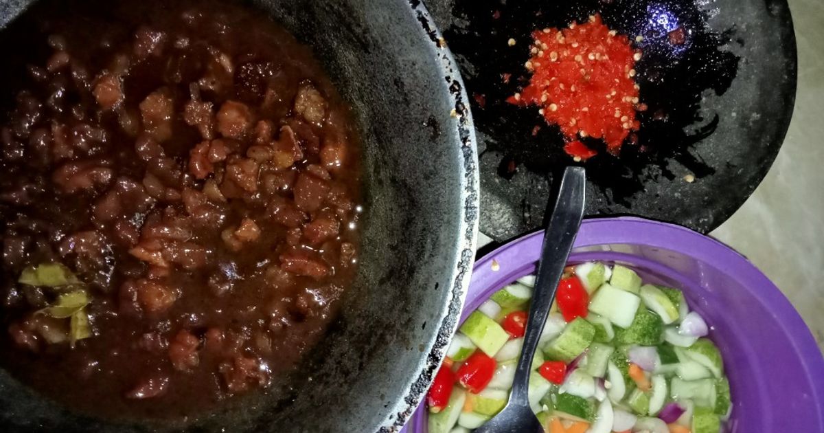 Krecek Daging kambing/sapi bumbu sate dan acar