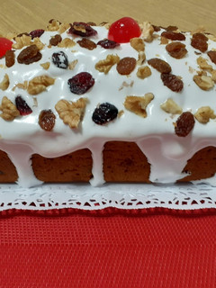 Una foto de Plum cake navideño