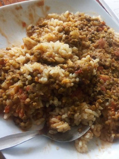 A picture of Ndengu with Rice.
