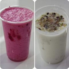 A picture of Jamunsorts and lassi.