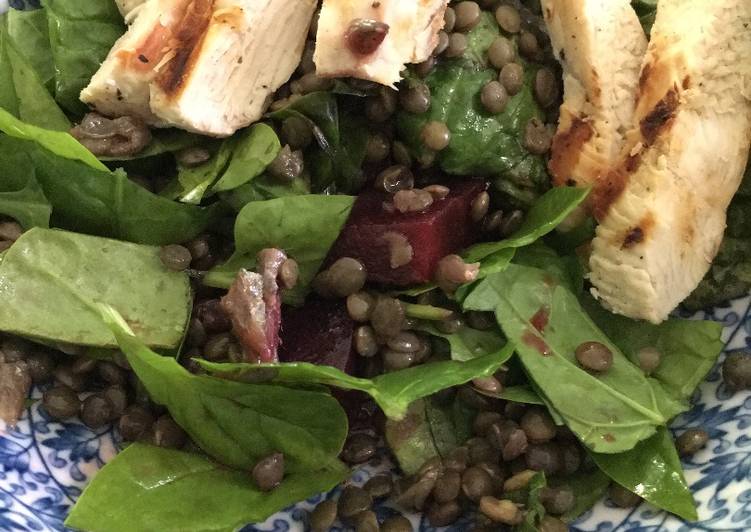 Salada De Lentilhas Frango E Espinafre Receita Por Sabrina