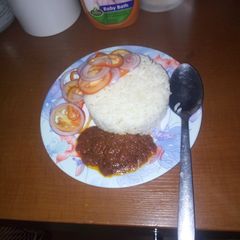 A picture of Rice and stew.