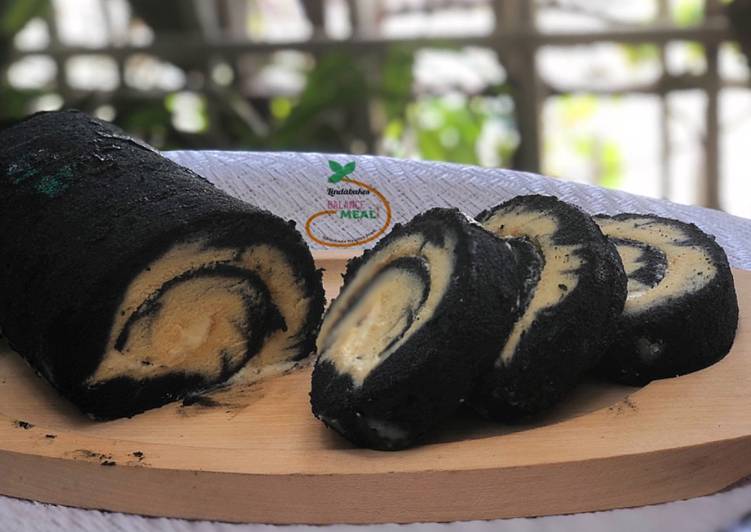 Recipe of Ultimate Bamboo Charcoal Hurricane Swiss Roll