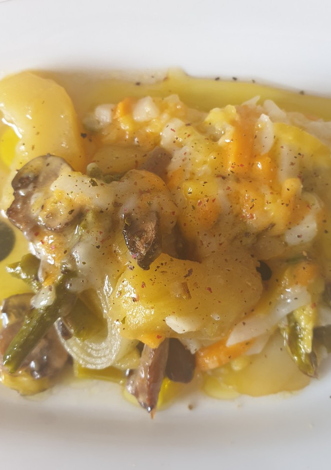 Una foto de Verduras gratinadas con caldo de pollo al gusto