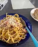 Espagetis a la carbonara (lo más auténticos que puedo lograr hacer) 🤌🏼🤌🏼🤌🏼🤌🏼