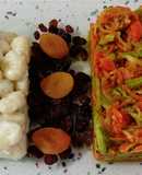 Gnocchis en leche de coco y salteado de espaguetis de verduras con anís y frutos secos
