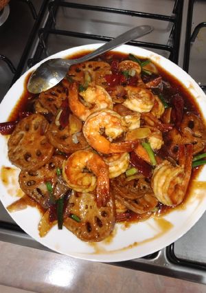 Foto resep Lotus root with prawn/akar teratai udang