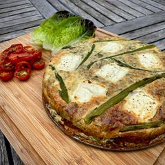 A picture of The Savoury Side - Asparagus and Pant-Ys-Gawn Clafoutis.