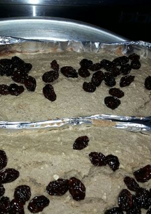 Una foto de Budín de avena. Banana/manzana y pasas. Proteico