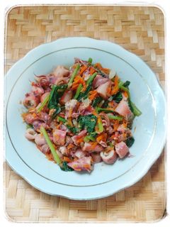 Foto resep Tumis cumi asin sawi pagoda