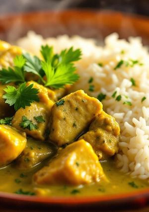 Una foto de Pollo al curry verde