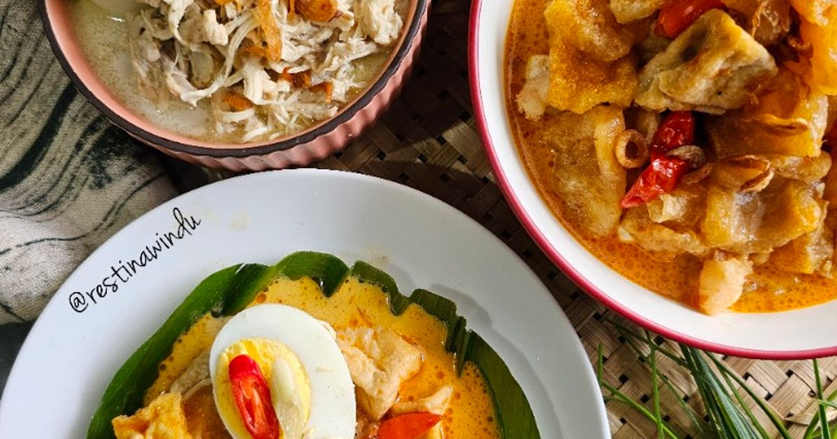 Ketupat Sambal Goreng Tahu dan Kerupuk Kulit
