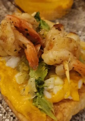 Une photo de Tartelettes aux scampis et patates douce: