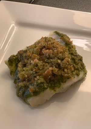 A picture of Pesto-crusted cod.