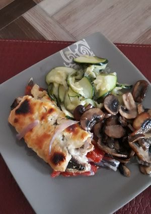 Una foto de Merluza gratinada con verduras