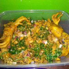 A picture of Chicken leg Nkwobi.