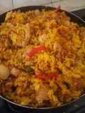Arroz con Pollo y Chuleta Ahumada
