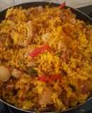 Arroz con Pollo y Chuleta Ahumada