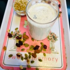 A picture of Rich Protein Powder with turmeric milk.