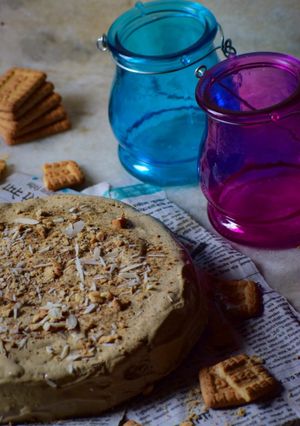 A picture of Dalgona coffee cake.