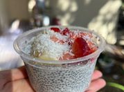A picture of banana and blueberry dessert
