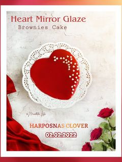 Foto resep Heart mirror glaze brownies cake