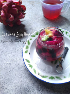 Foto resep Es Campur Jelly Naga (Sirup Kulit Buah Naga)