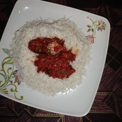 A picture of Rice and fish stew.