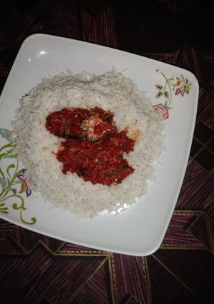 A picture of Rice and fish stew.