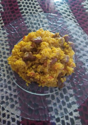 Una foto de Arroz con pavo estilo paella