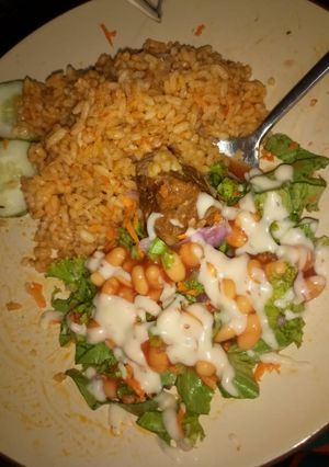 A picture of Jallop rice with salad.