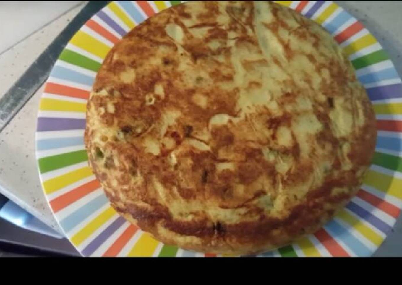 Tortilla de patatas y pimientos con thermomix