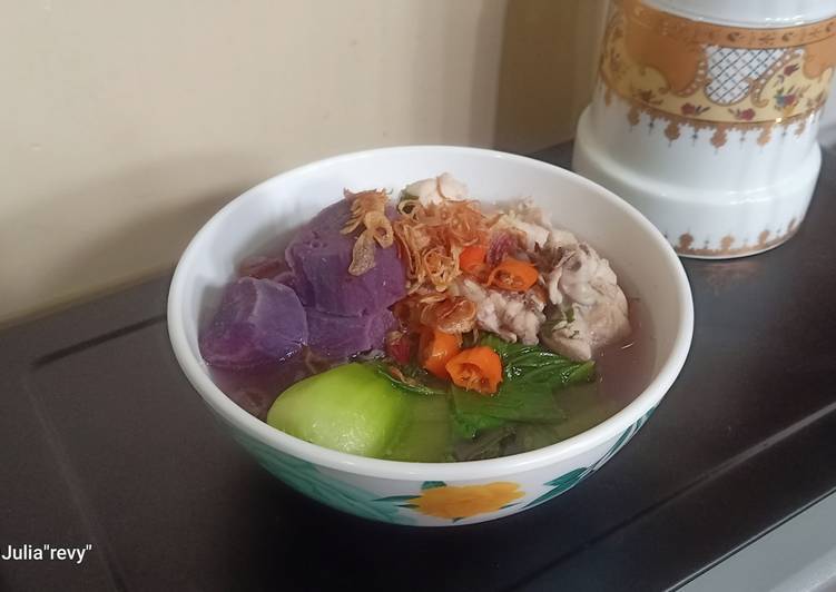 Resep Sup ubi ungu ayam yang Enak Banget