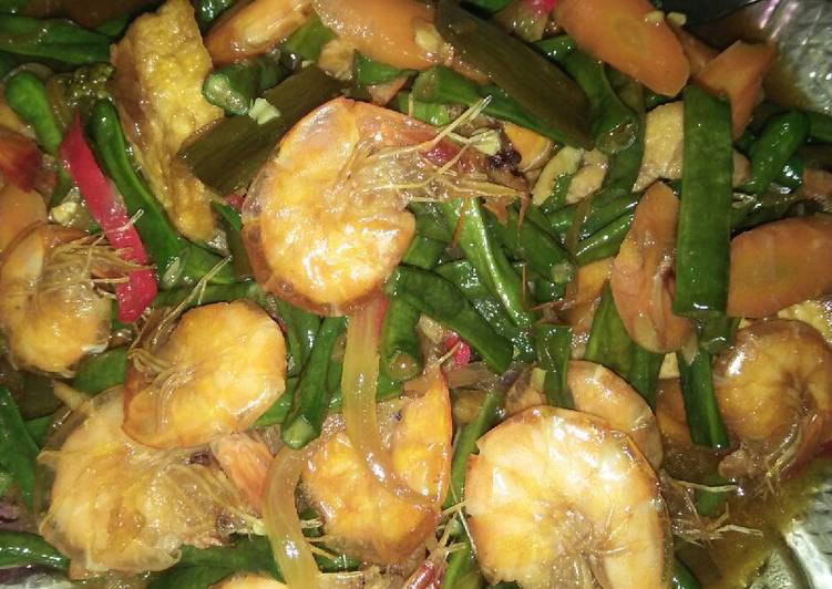 Udang kacang panjang Saus Tiram