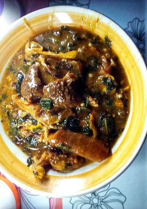 A picture of Yellow Habanero Pepper Ogbono Soup.